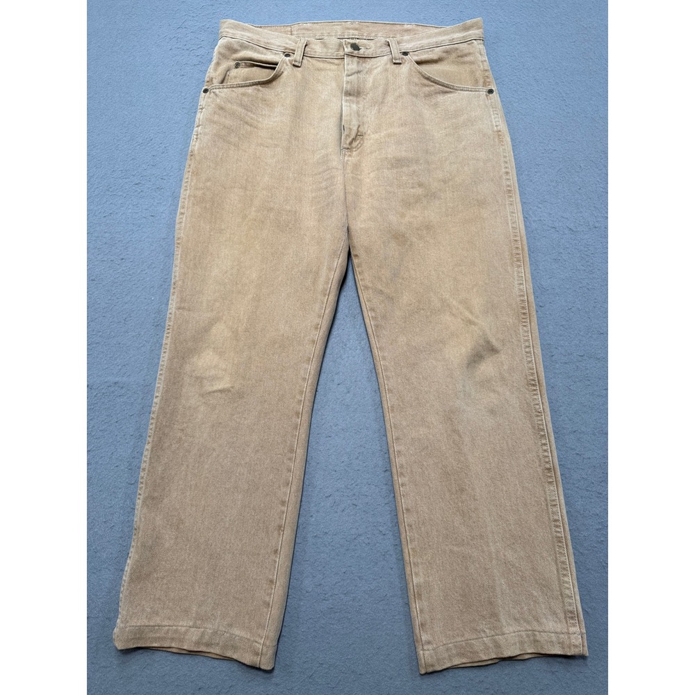 Vintage Wrangler Premium Jeans Men's 34x30 Brown Denim Straight Leg High Rise